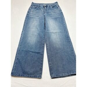 Riley & James Womens Wide Leg Jeans Medium Wash LA 07 Patch Denim Size L